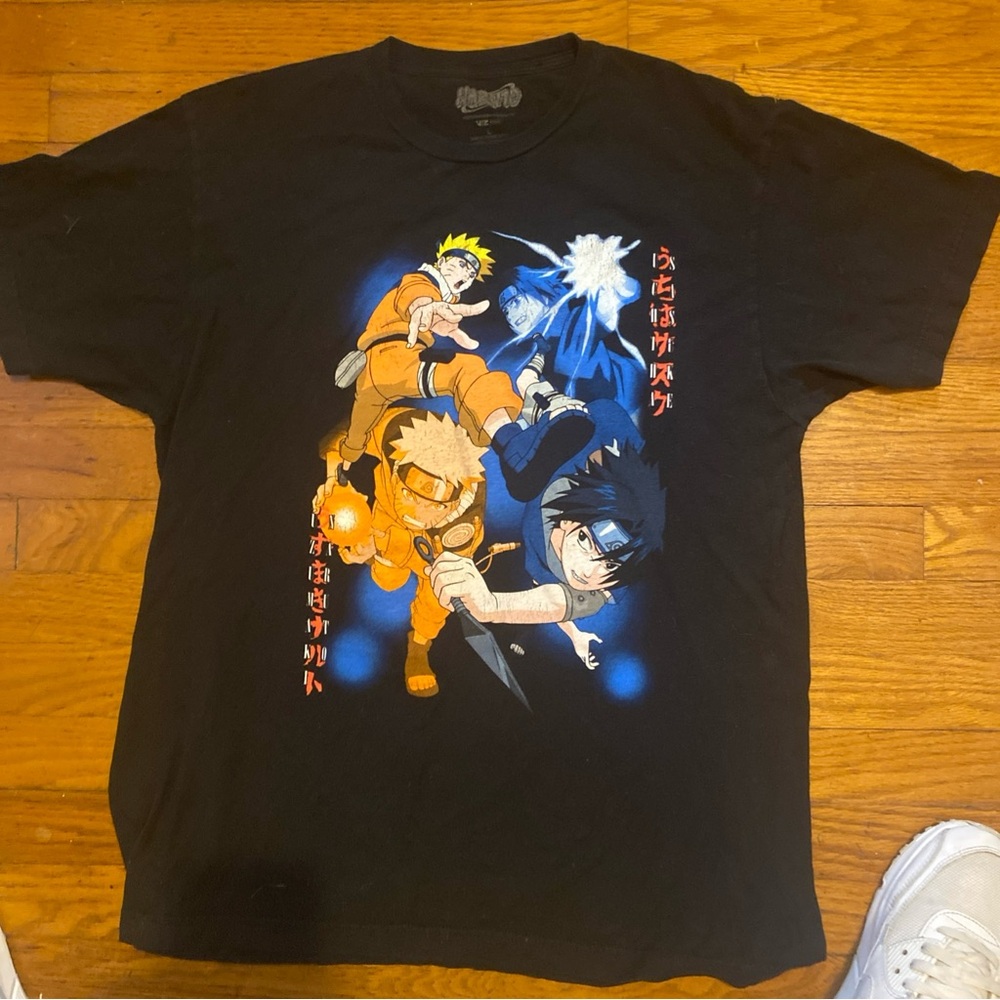 Black and Orange Anime Graphic Tee Short Sleeve